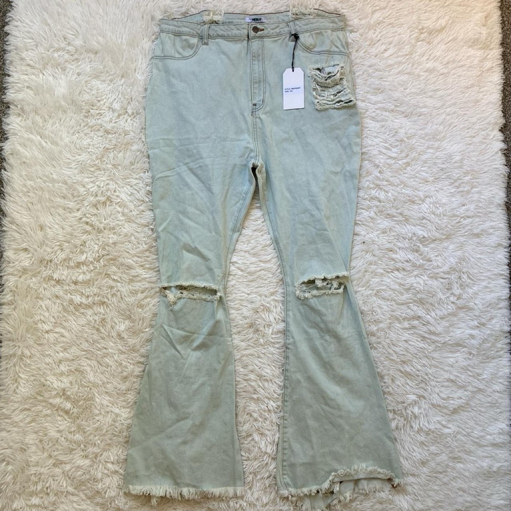 Boho distressed rockstar flare jeans grunge